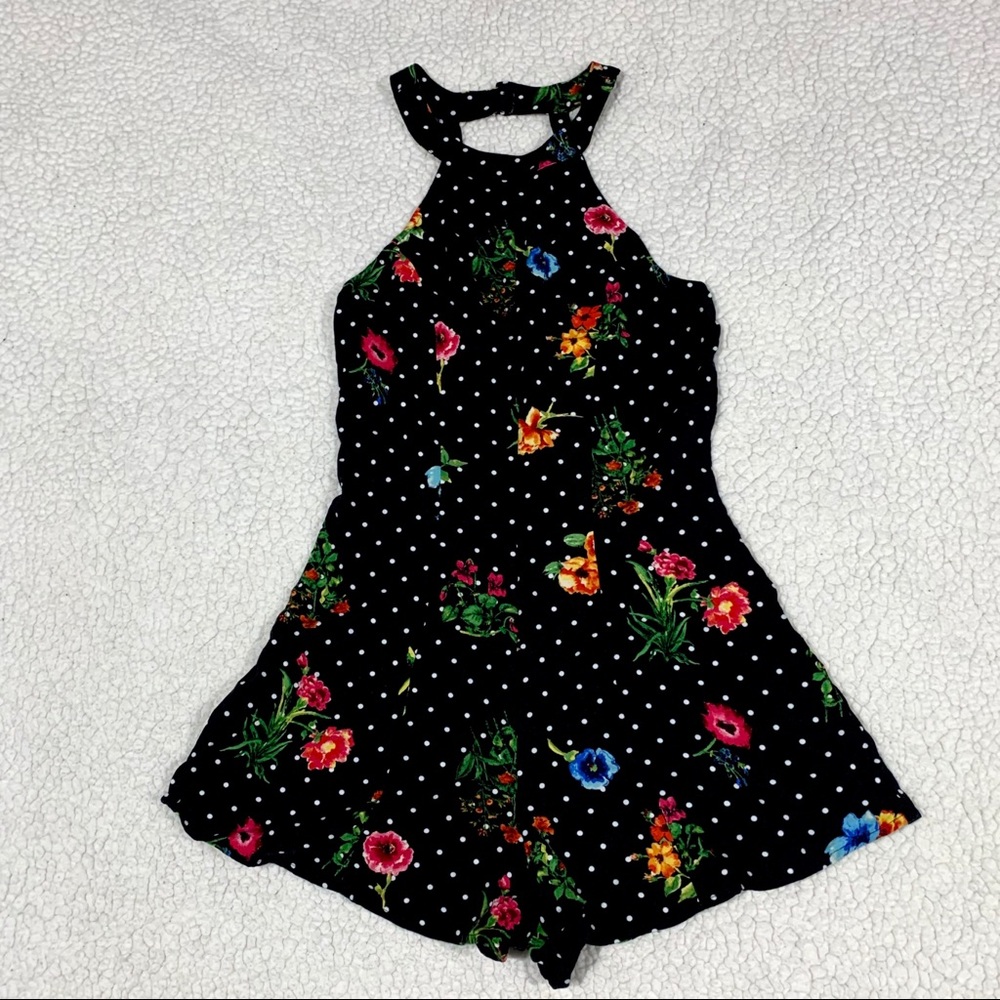 Forever 21 Floral Polkadot Romper-Size S